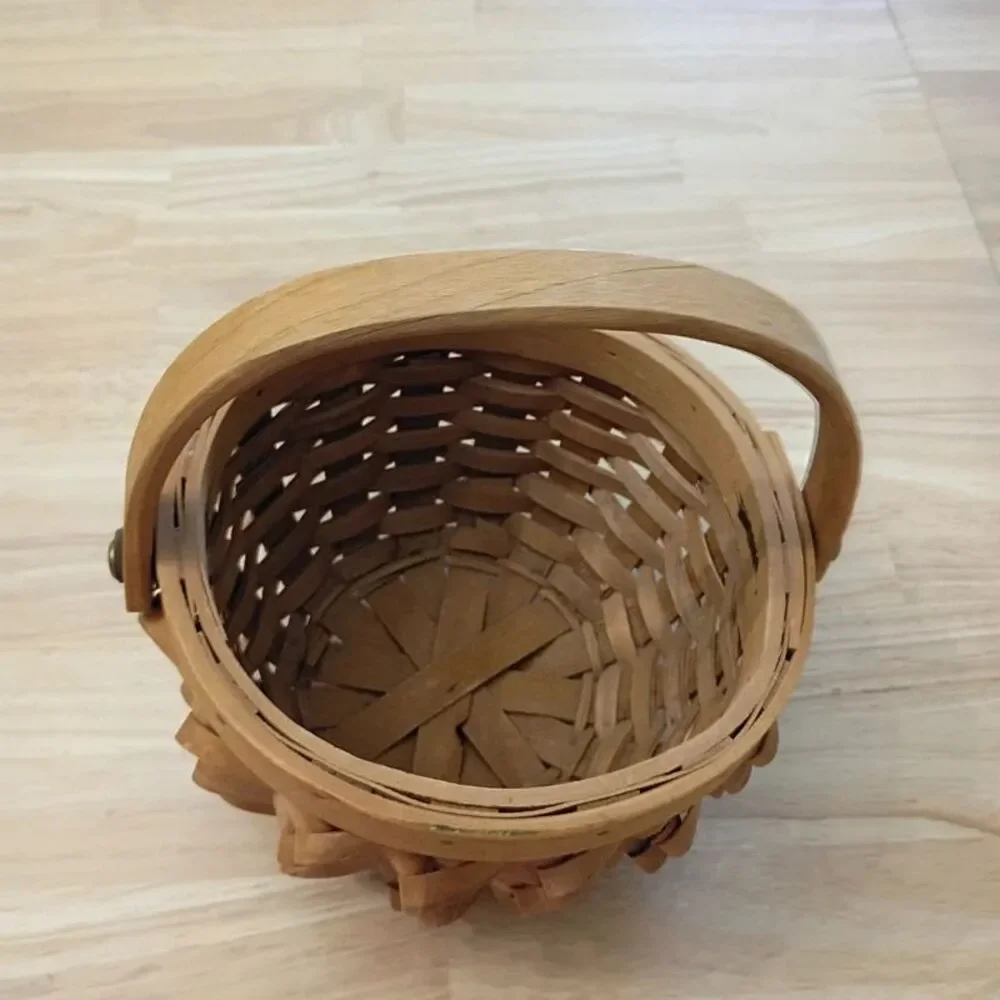 Vintage Woven Porcupine Curl Rustic Basket Swing Handle